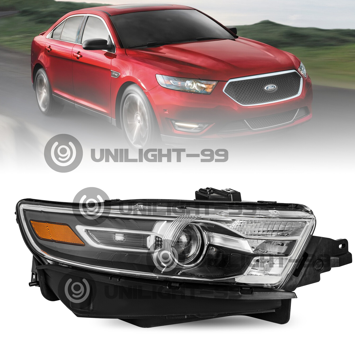 For 2013-2014 Ford Taurus Halogen Grey Trim Headlight Right Passenger Side RH