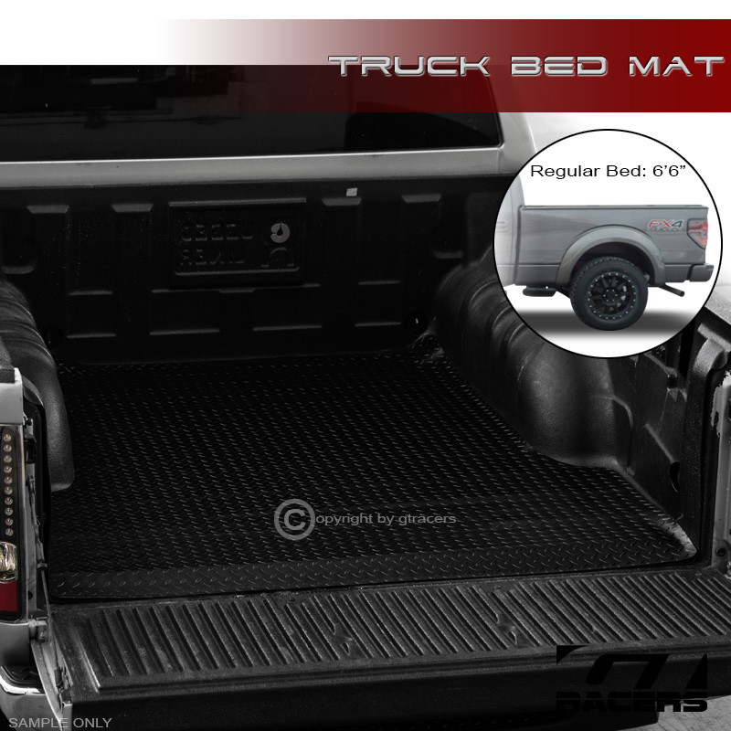 For 2015-2023 Ford F150 6.5 Ft 78″ Blk Rubber Diamond Truck Bed Floor Mat Liner