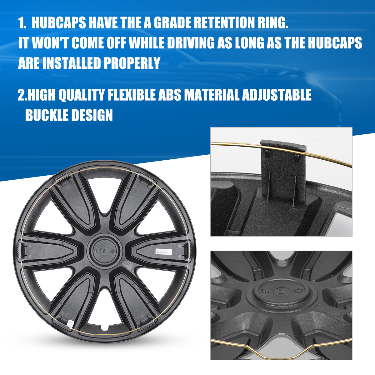 15inch Set of 4 Wheel Covers Snap On Full Hub Caps for R15 Tire & Steel Rim