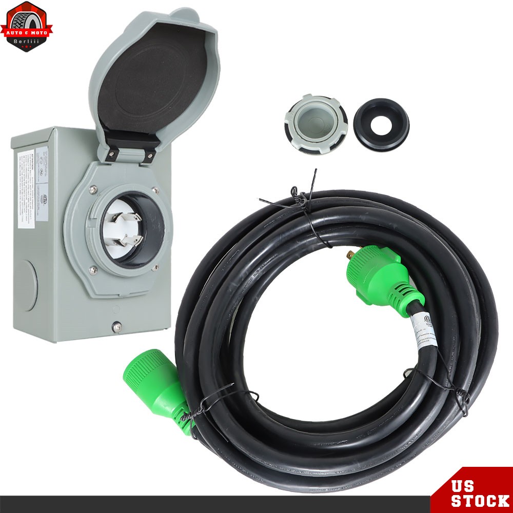 Generator RV Power Extension Cord Power Inlet Box L14-30P to L14-30R 25ft 30Amp