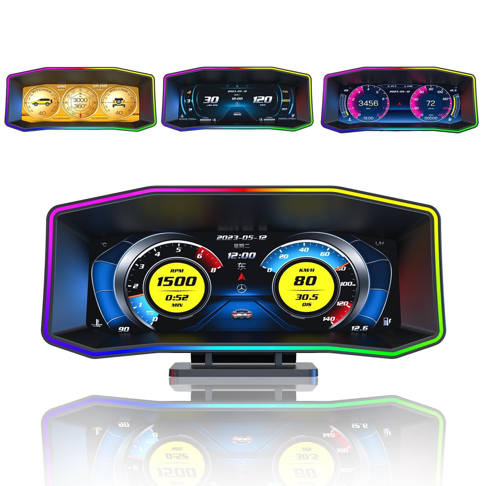 6.2″ HD OBD2 Gauge Display GPS Speedometer Multi-Function Meter, Error Code Read