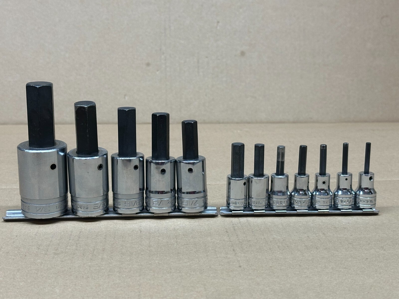 Snap-On 12pc SAE Hex Allen Bit Socket Set – 3/8″ & 1/2″ Drive – NEW & Used