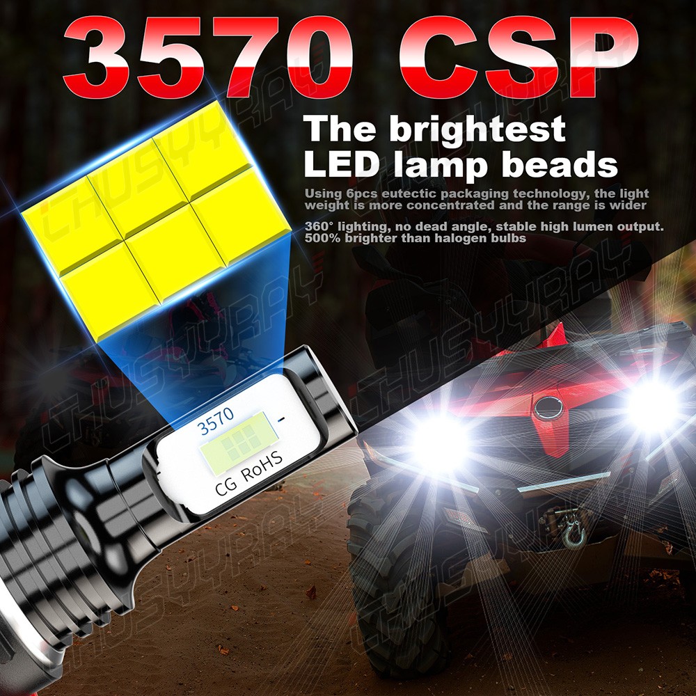 For Honda Foreman 500 2005-2017 3 prongs LED Headlight 6000K Bright Bulbs