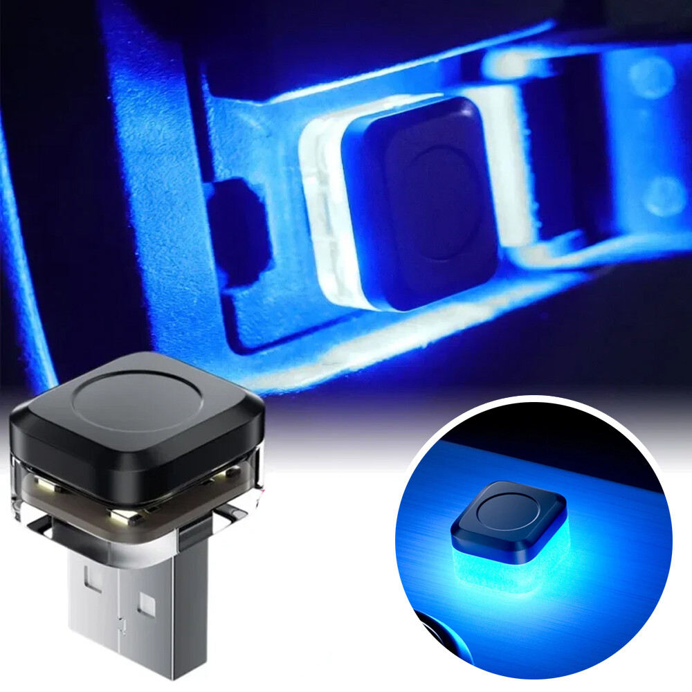 4x USB LED Mini Car Interior Accessories Neon Atmosphere Light Ambient Lamp Blue