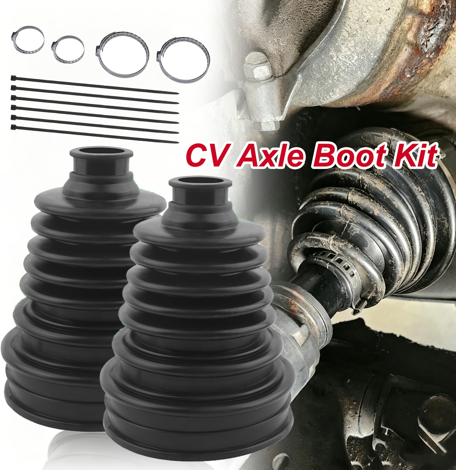 2Pcs Car CV Joint Boot Kit for Dodge CV Axle Boot Drive Shaft Joint Boots Repair