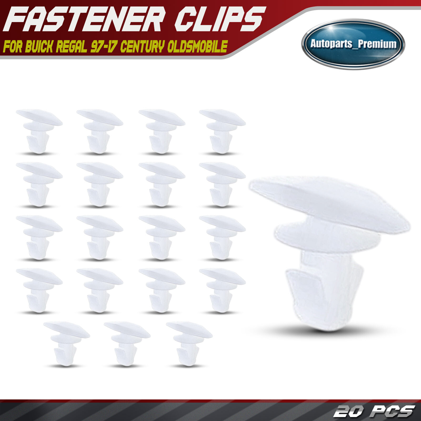 20Pcs 5mm Nylon Weatherstrip Retainer Clips for Buick Regal 97-17 Century Olds