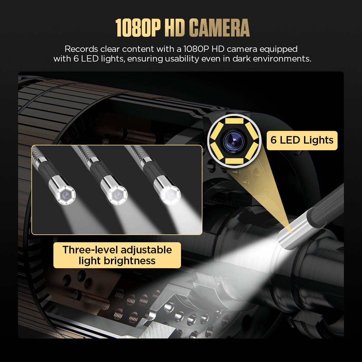 Endoscope Camera 1080P HD 5″ Screen Borescope 2-Way 210° Inspection Camera