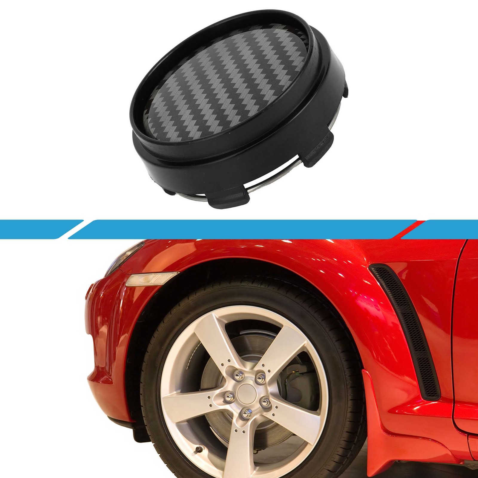 Universal Wheel Center Hub Cap Durable 66mm 2.60″ OD Carbon Fiber Pattern Black