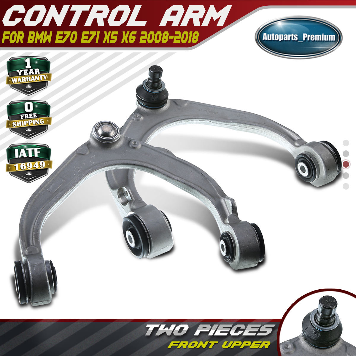 2PCS Control Arm with Ball Joint Front Upper for BMW X5 X6 E70 E71 F15 F16