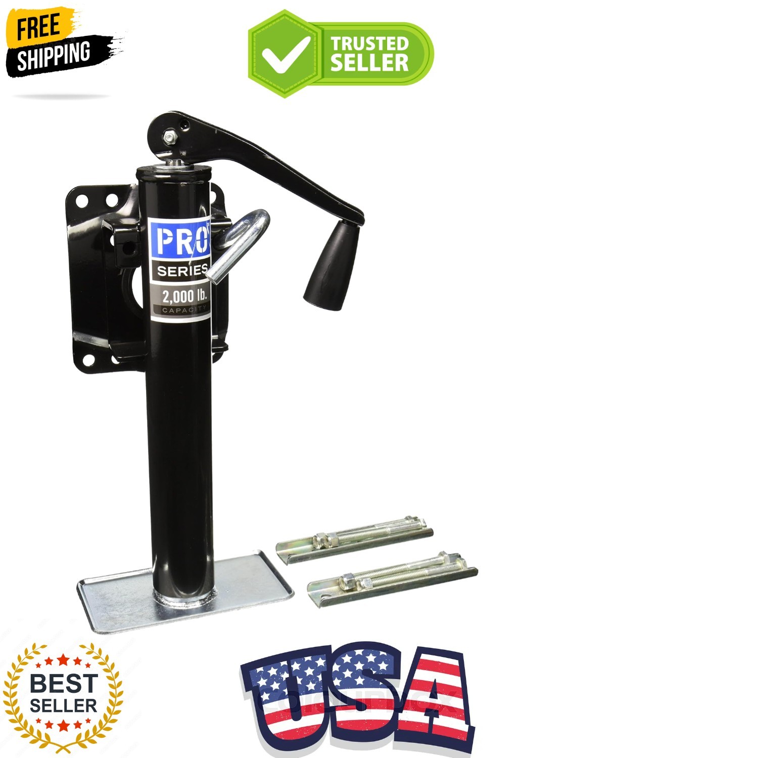 1400300303 Bolt-On Topwind Jack for Trailer Black