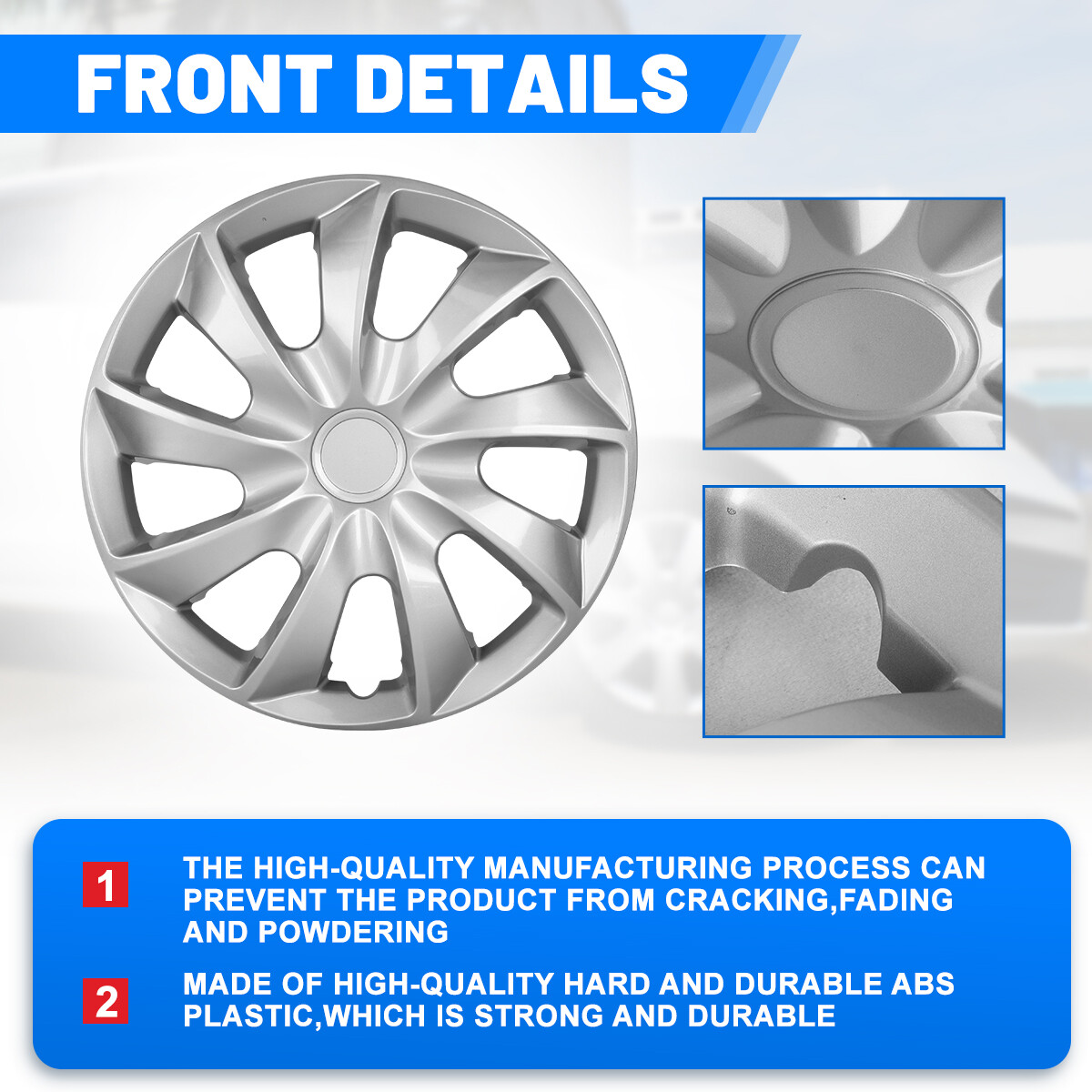 16″ Set of 4 Silver Wheel Covers Snap On Full Hub Caps fit R16 Tire & Steel Rim
