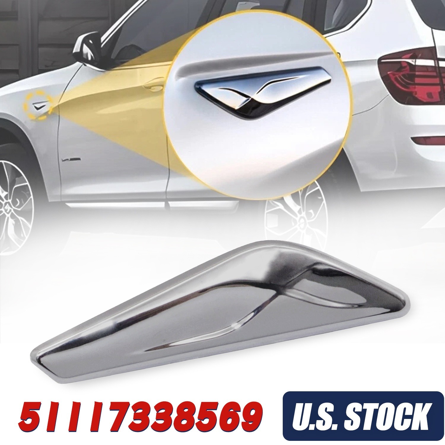 Chrome Front Left Side Fender Trim Finisher For BMW X3 X4 F25 F26 51117338569