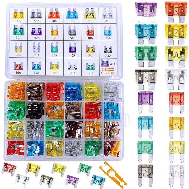 272Pcs Profile Medium Blade Mini Type Fuse 2A 3A 5A 7.5A 10A 15A 20A 25A 30A 35A