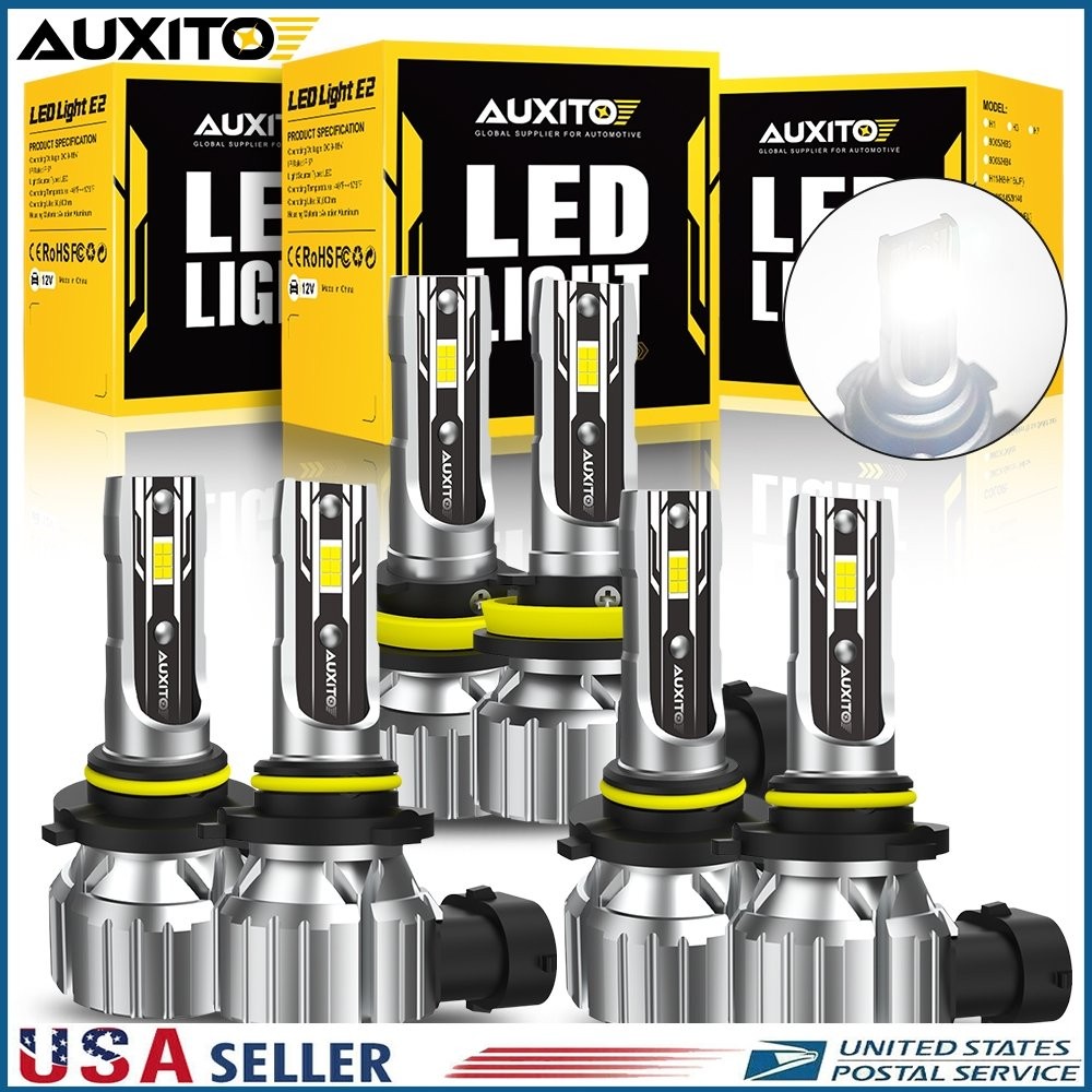 AUXITO Combo 9005+9006+H11 LED Headlight High Low Beam Fog Light White 180000LM
