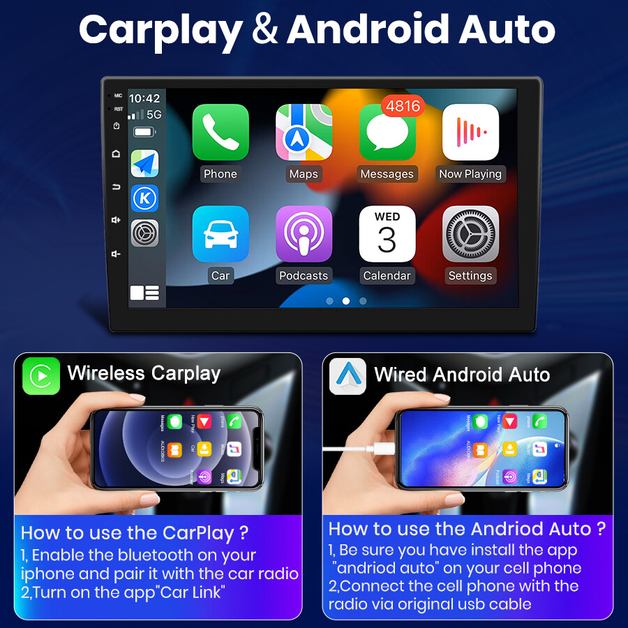 Android 15 CarPlay Car Radio Stereo Head Unit GPS BT For Toyota Tacoma 2016-2021