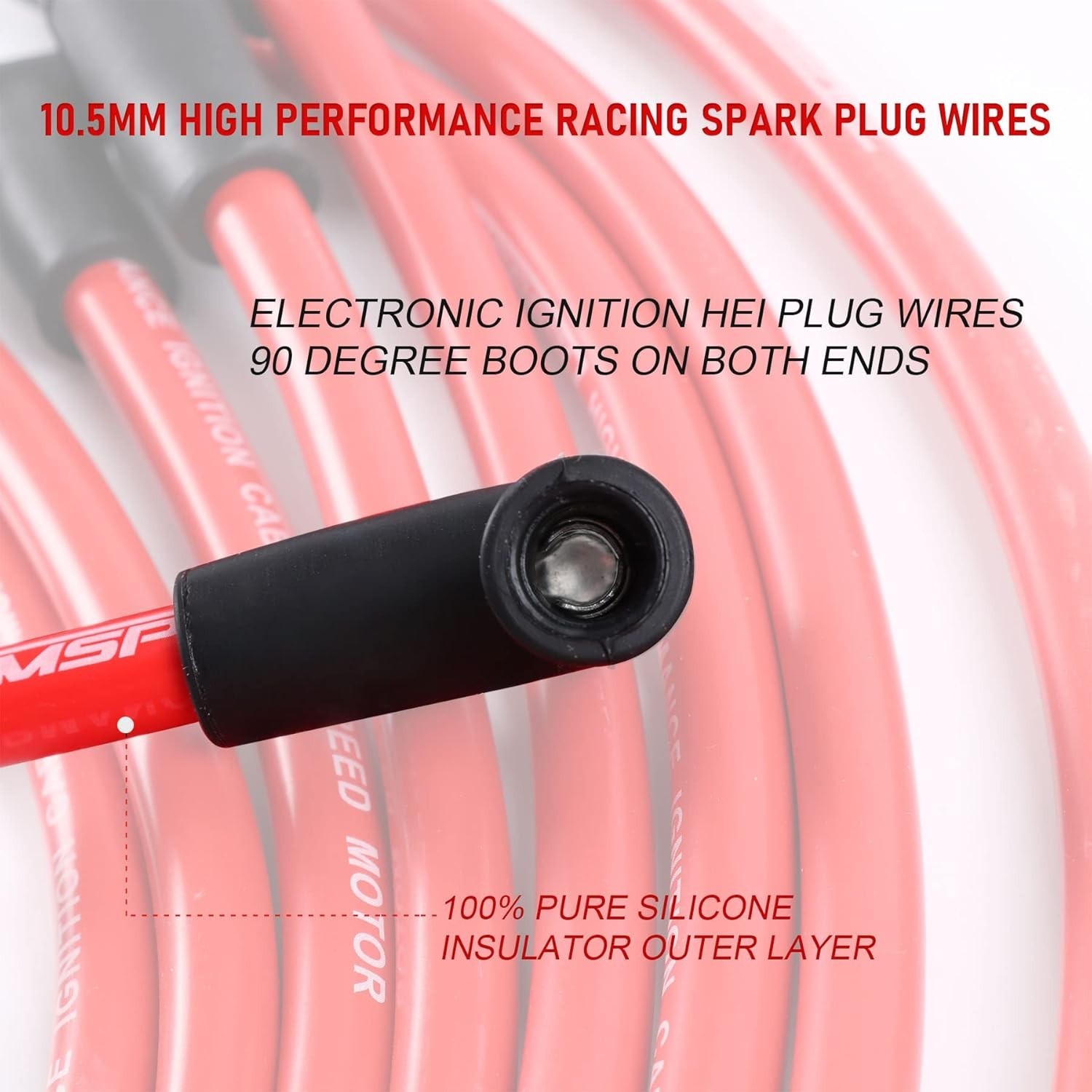 JDMSPEED New 10.5mm Spark Plug Wire Set Replacement for HEI SBC BBC 350 383…