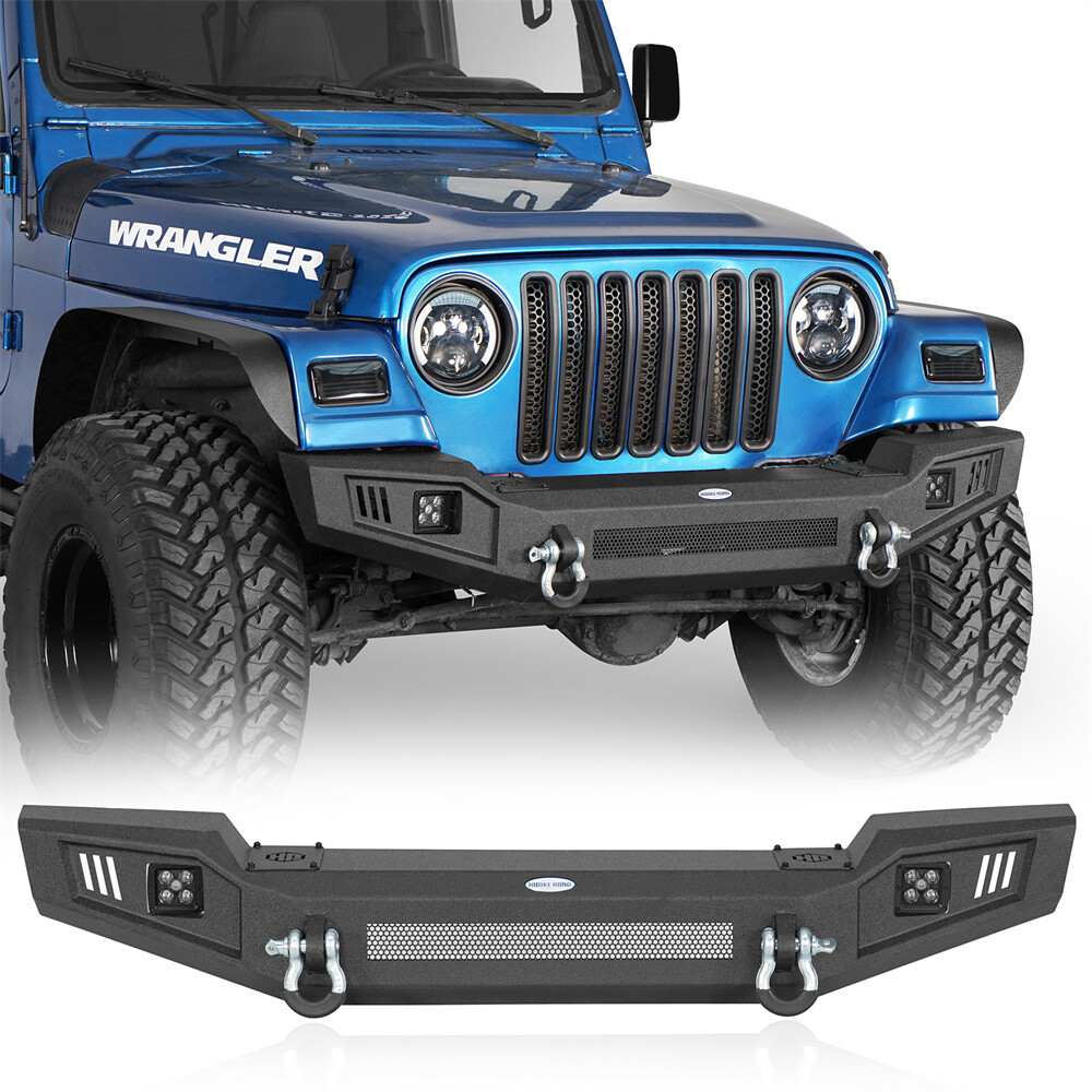 Hooke Road Fit 97-06 Jeep Wrangler TJ Front Bumper Reinforcement Textured Steel