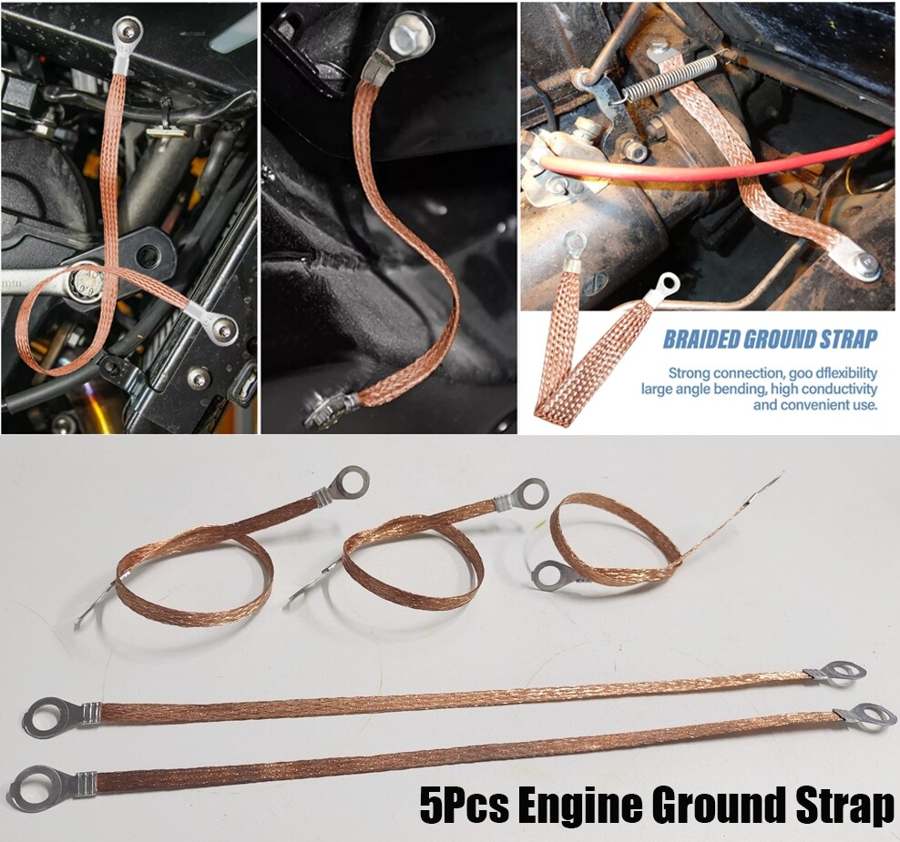 5x Engine Ground Strap Copper Cable Kit Car Truck Firewall Engine Body Universal