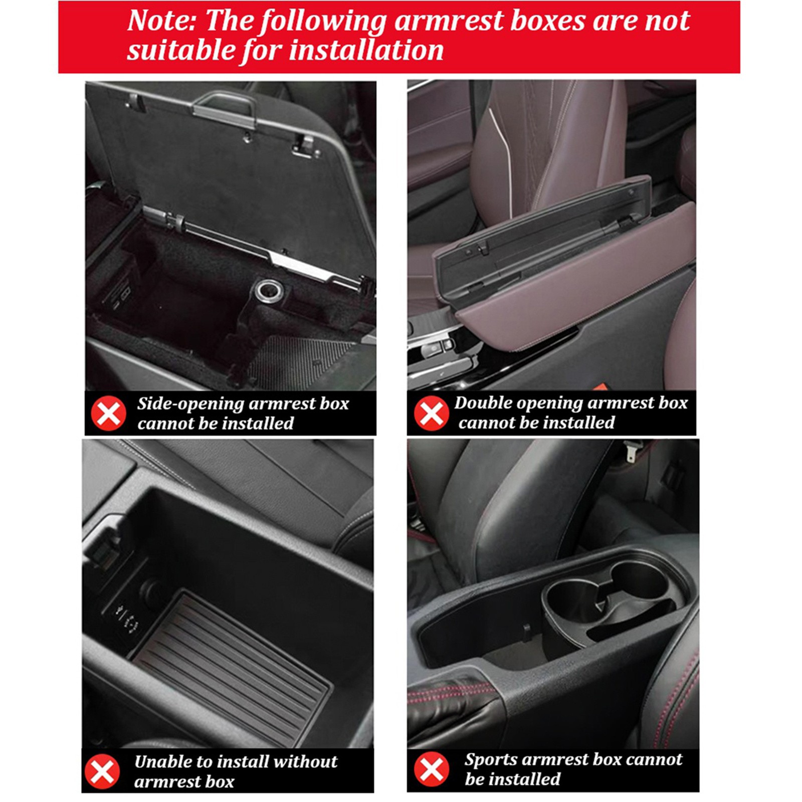 Car Armrest Cushion Cover Center Console Box Pad Tissue Cup Holder w/ Pocket