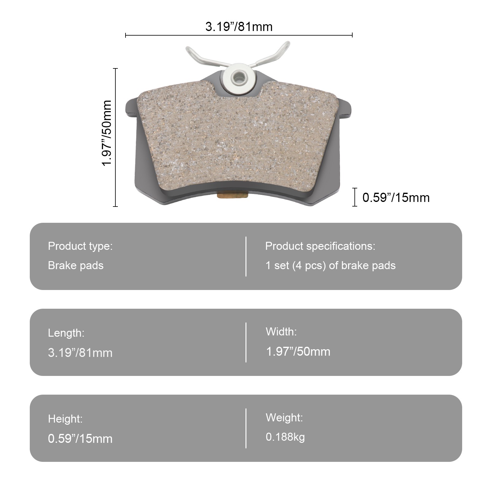 Front Rear Brake pads For Volkswagen Passat 2000 2001 – 2005 1.8L 2.0L 2.8L 4.0L