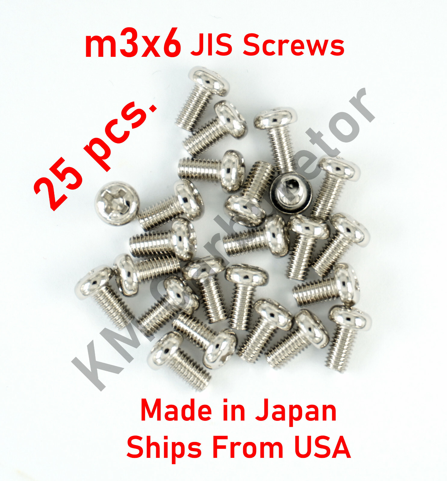 25 m3x6 JIS Pan Head Screws MADE IN JAPAN USA Stock Bright Plated 3×6 m3 6mm