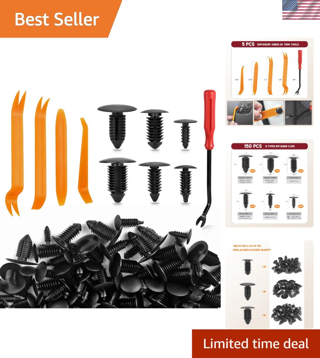 Durable Universal Fender Clip Kit – 155 Nylon Push Pins for Vehicle Maintenance