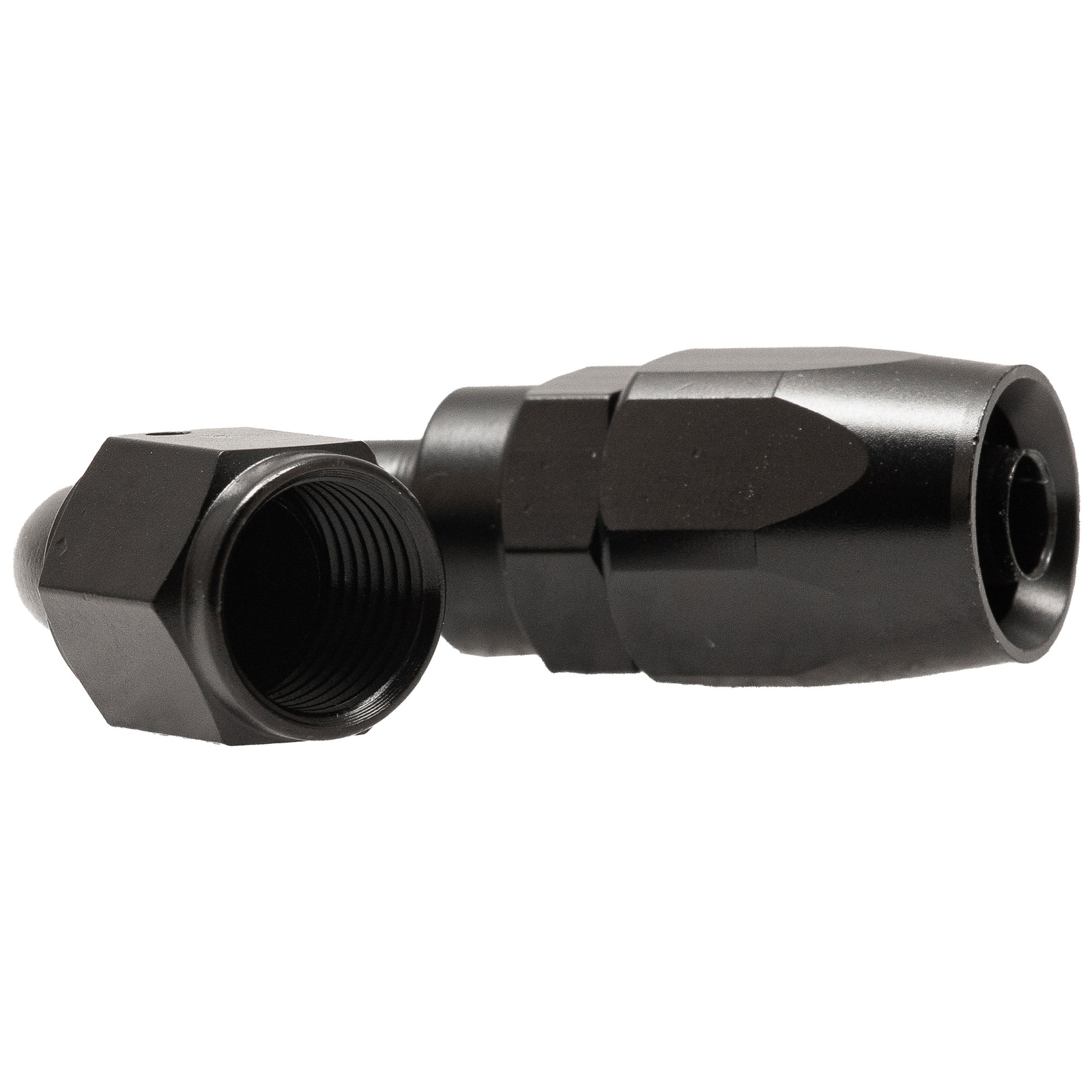 Black 6AN(9/16-18 UNF) Hose End Fitting 150 Degree Swivel for CPE Braided Hose.