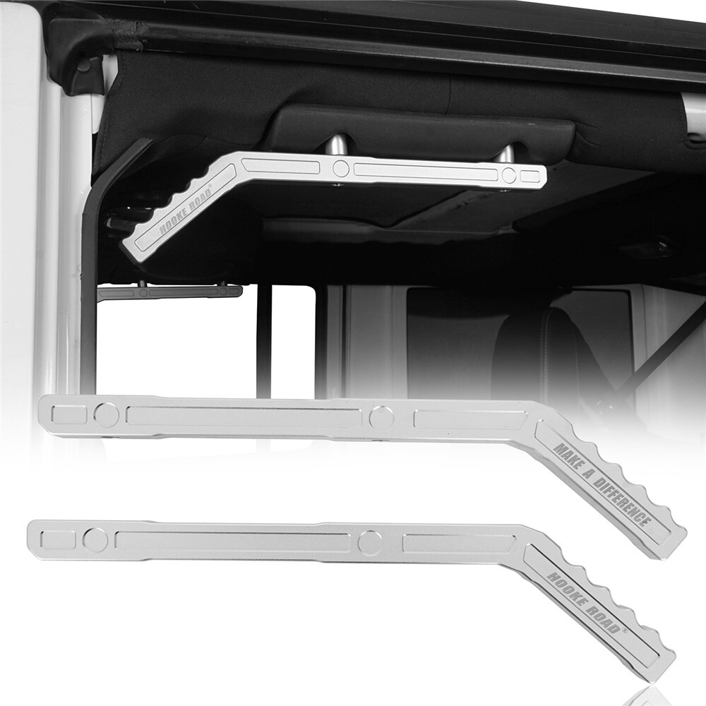 2x Rear CNC Aluminum Grab Handles Bars Fit Jeep Wrangler 2007-2018 JK JKU Silver