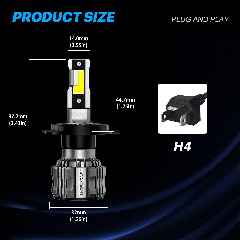 NOVSIGHT 9003 H4 LED Headlight Bulbs 60W 13000LM Hi/Lo Beam Super Bright White