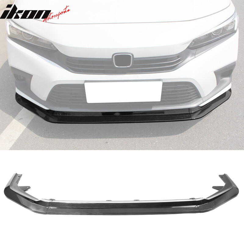 Fits 22-24 Honda Civic Front Bumper Lip RS Style 3PC Carbon Fiber Print PP Kit