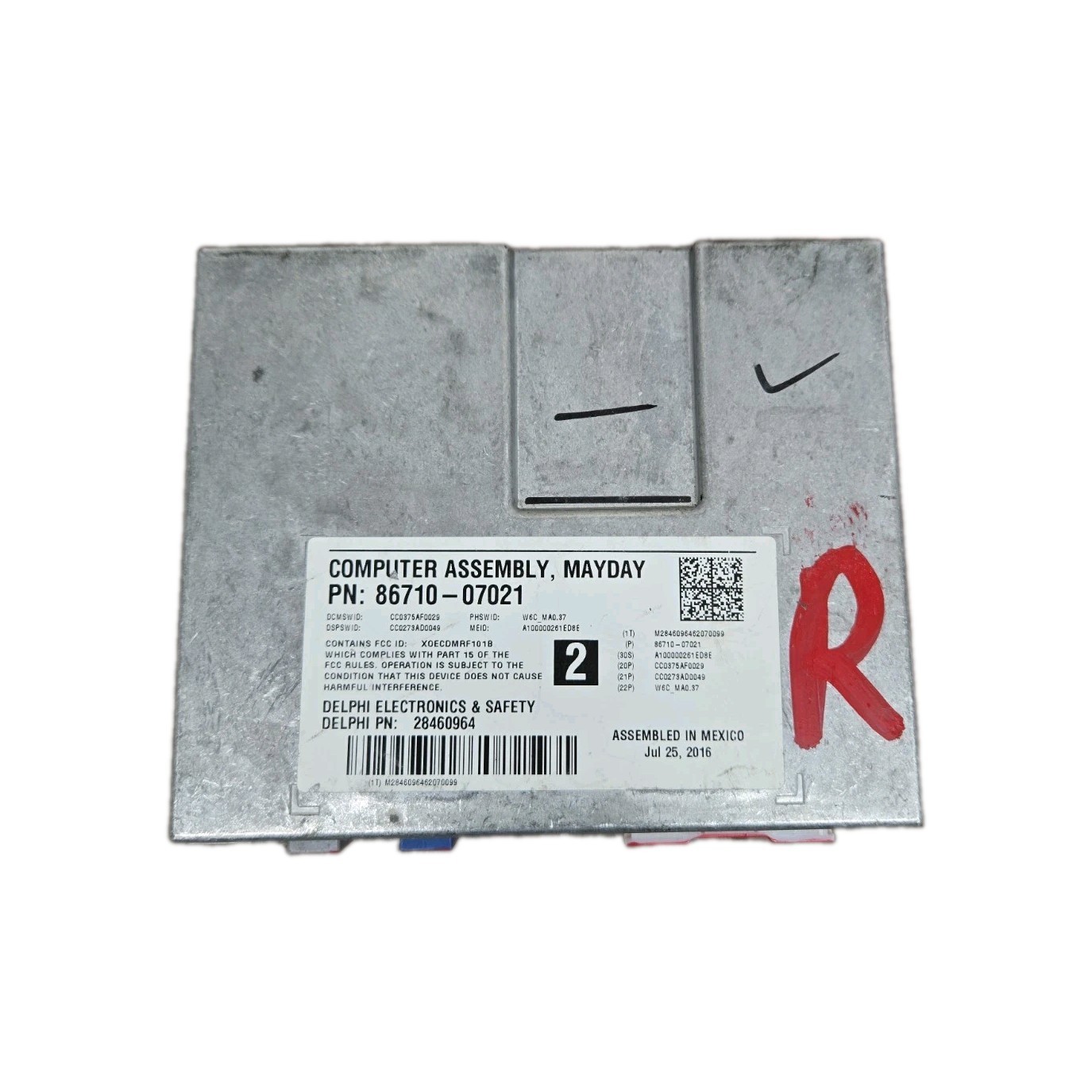 2016 TOYOTA HIGHLANDR 86710-07021 MAYDAY CHASIS COMPUTER CONTROL MODULE OEM