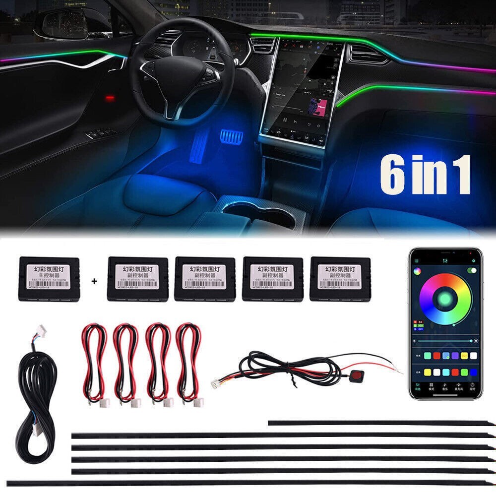 Neon Full Car Interior Ambient Lighting Kit RGB LED Bead Symphony Dream Music US