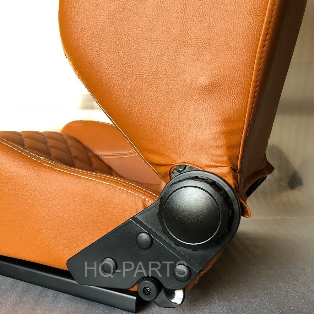 2 X TANAKA TAN PVC LEATHER RACING SEATS RECLINABLE + DIAMOND STITCH FOR BMW