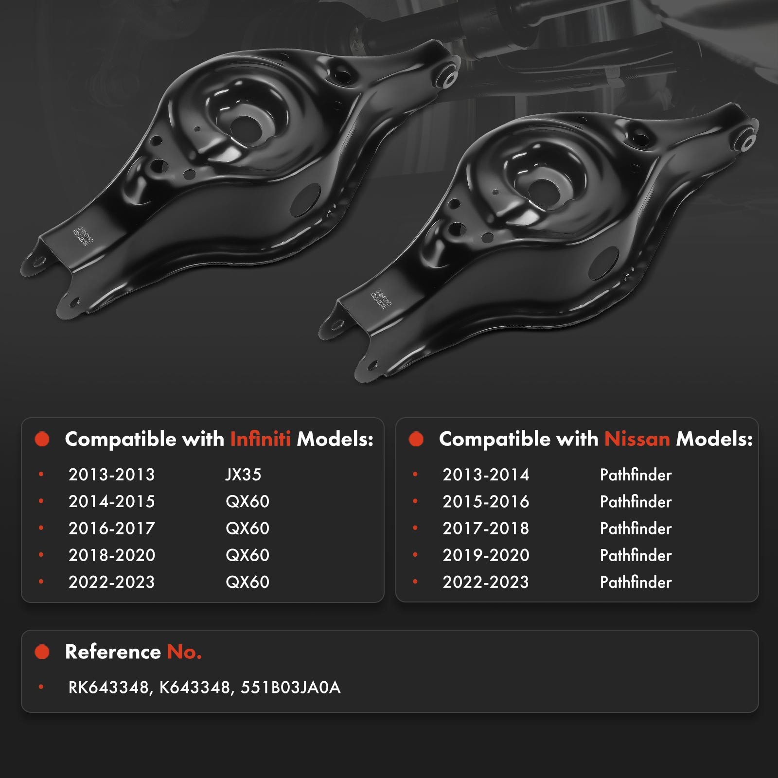 Rear Lower Rearward Control Arm for INFINITI JX35 2013 QX60 Nissan Pathfinder