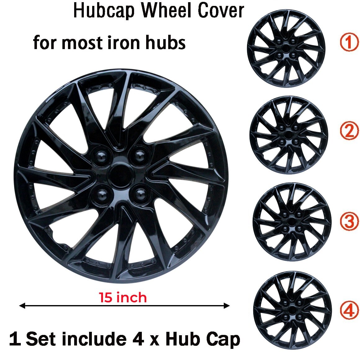 4PCS 15″ Hubcaps Wheels Rim Cover Car Accessories for R15 Tire and Rim
