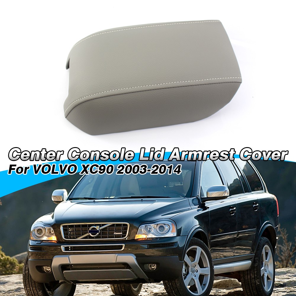 1X For 03-14 13 Volvo XC90 PU Leather Center Console Lid Armrest Cover Gray ABS