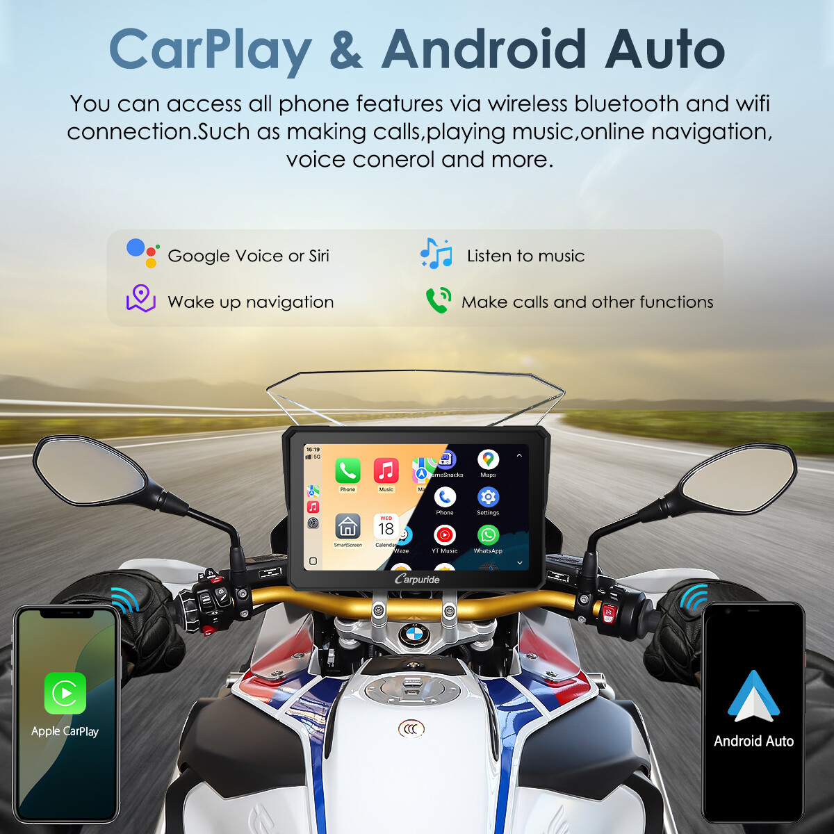 Carpuride W702BS Carplay Android Auto BMW Moto Stereo OEMTransmission Controller