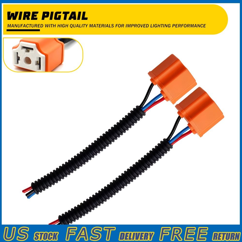 2x H4 9003 HB2 Wire Harness Headlight Connector Adapter Socket Female Bulb Wire