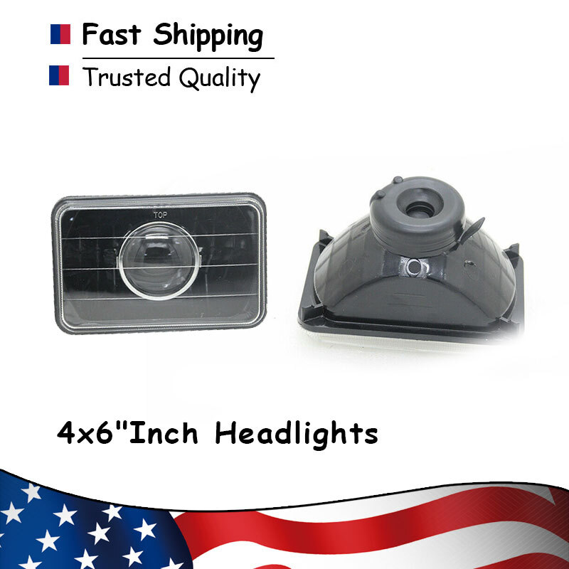 4×6″Inch Clear Lens Diamond Cut Black Semi Sealed Beam Projector Headlight Lamp