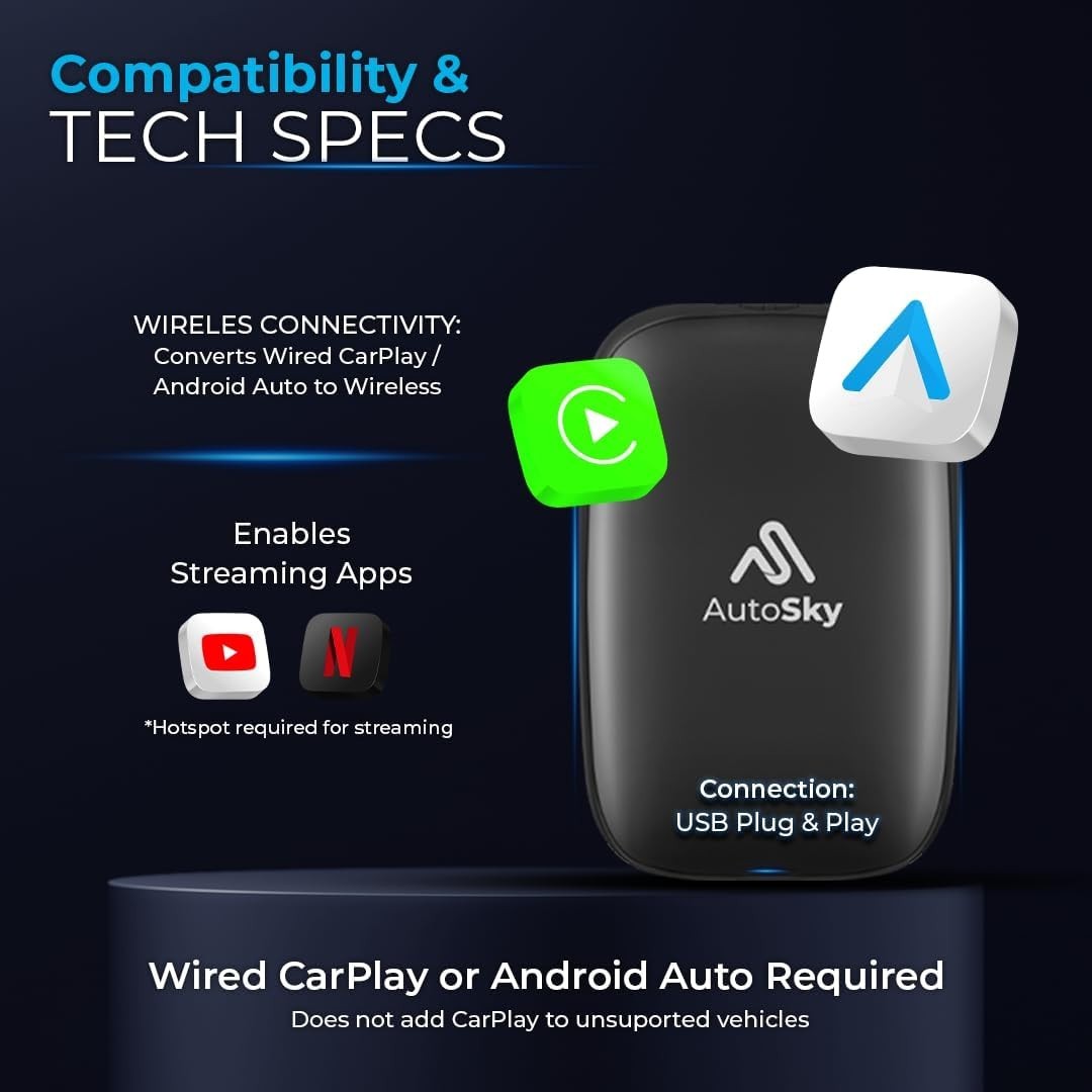 Plug-and-Play Wireless CarPlay & Android Auto Adapter – Fast, Stable Performance