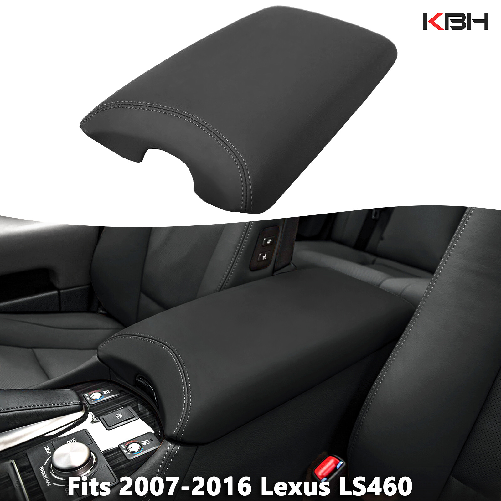 Fits 2007-2016 Lexus LS460 Leather Center Console Armrest Lid Cover Trim Black