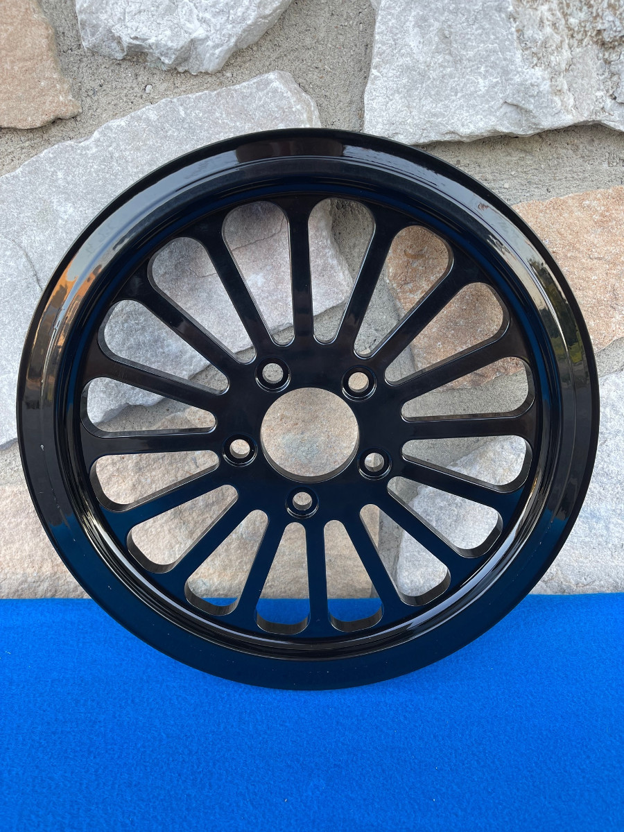 66 TOOTH 1″ BLACK SPOKE REAR PULLEY FOR HARLEY & CHOPPERS