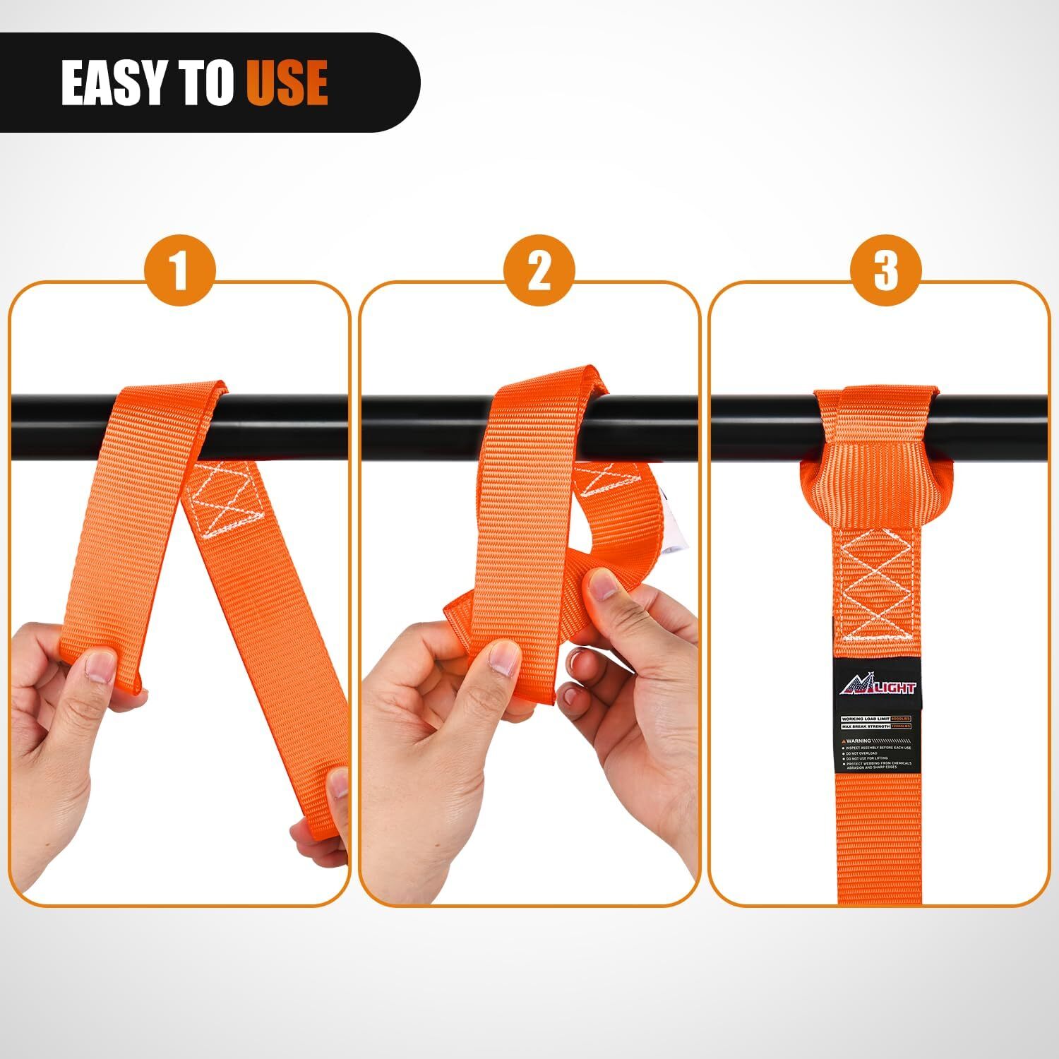 Nilight Soft Loop 1.7????17″ Motorcycle Tie Down Straps Orange Red Yellow Green