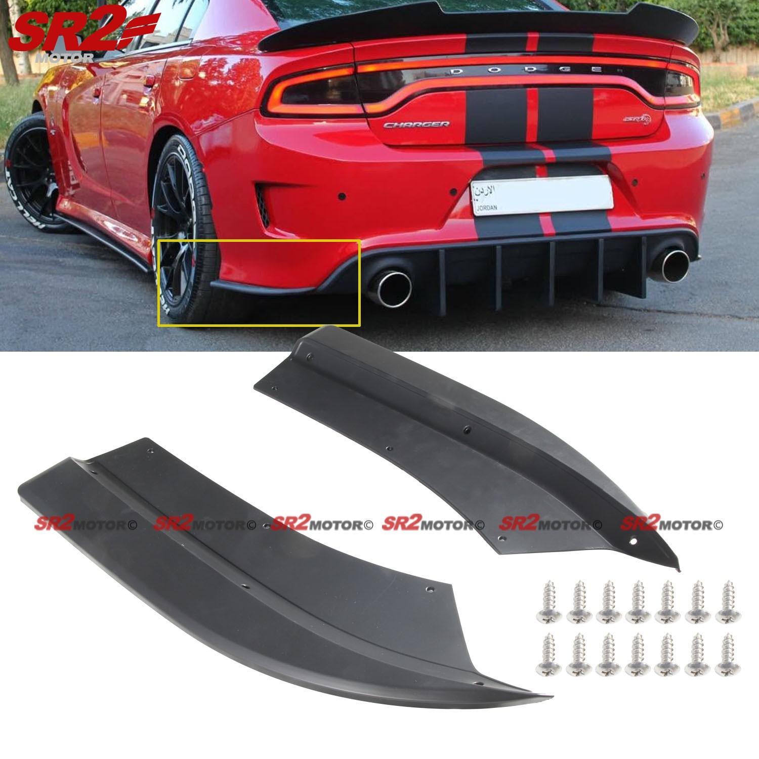 For 2015-2023 Dodge Charger Rear Bumper Apron Valance Spat PU Lip Body Kit