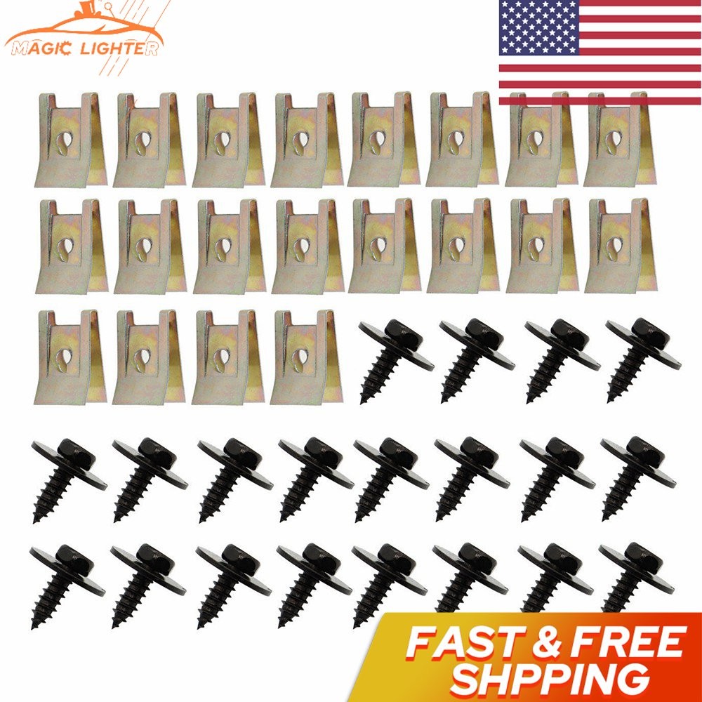 40x Engine Cover Under Splash Shield Guard Bumper Bolts U-nut Body Clip Fastener