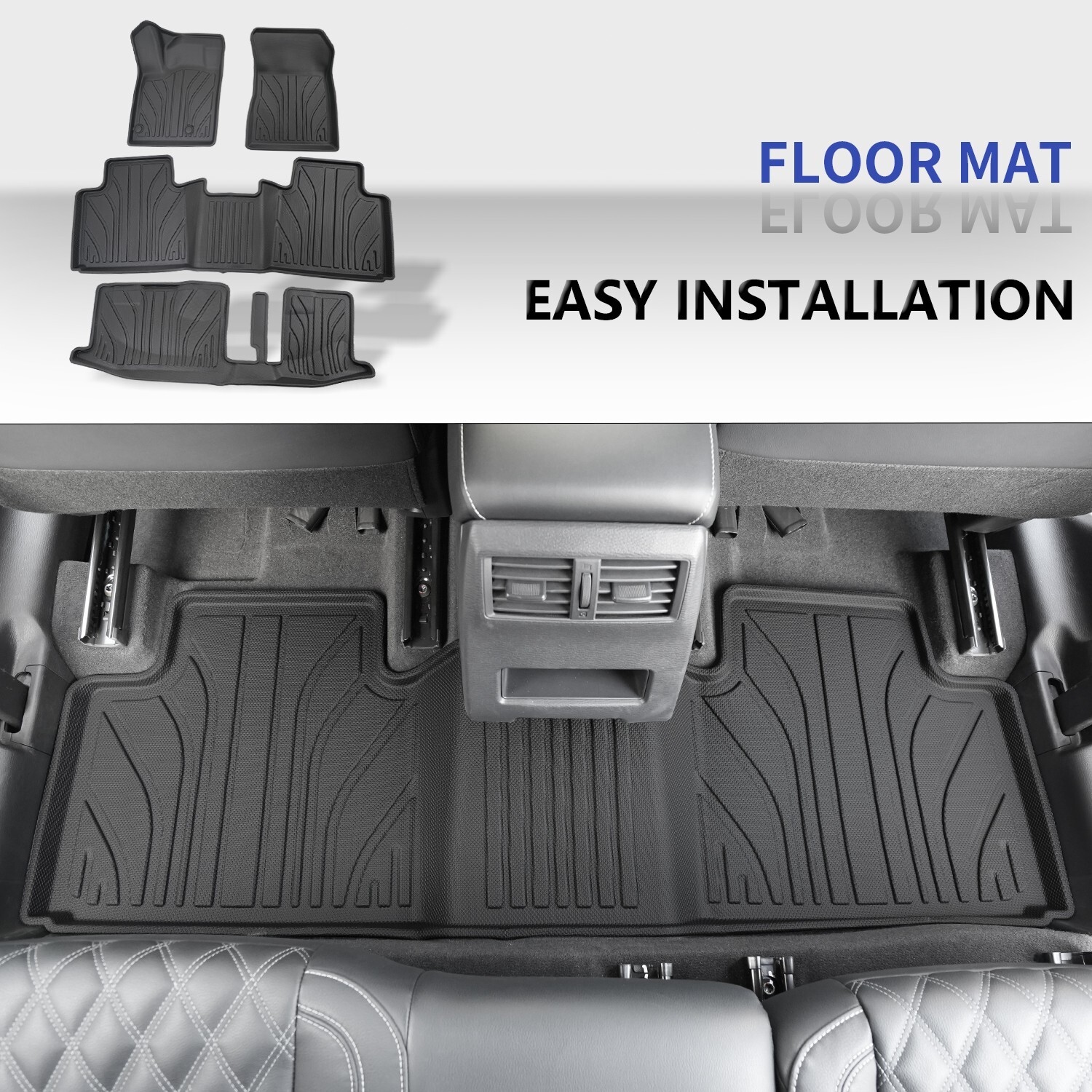 Floor Mats Cargo Trunk Liner Back Seat For 2022-2024 Mitsubishi Outlander 7-Seat