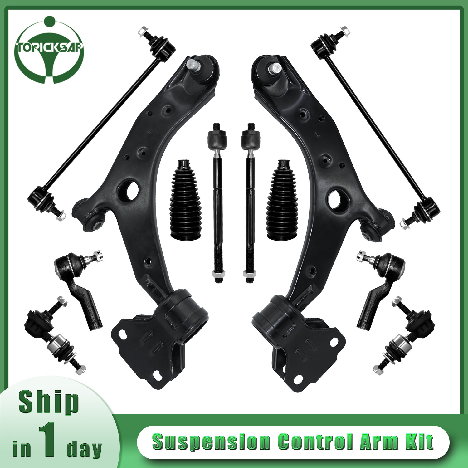12Pcs Front Lower Control Arm Ball Joint Tie Rod for 2010 2011 2012 2013 Mazda 3