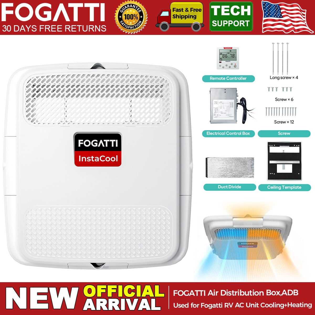 FOGATTI Air Distribution Box ADB for Cooling+Heating Rooftop RV AC Unit