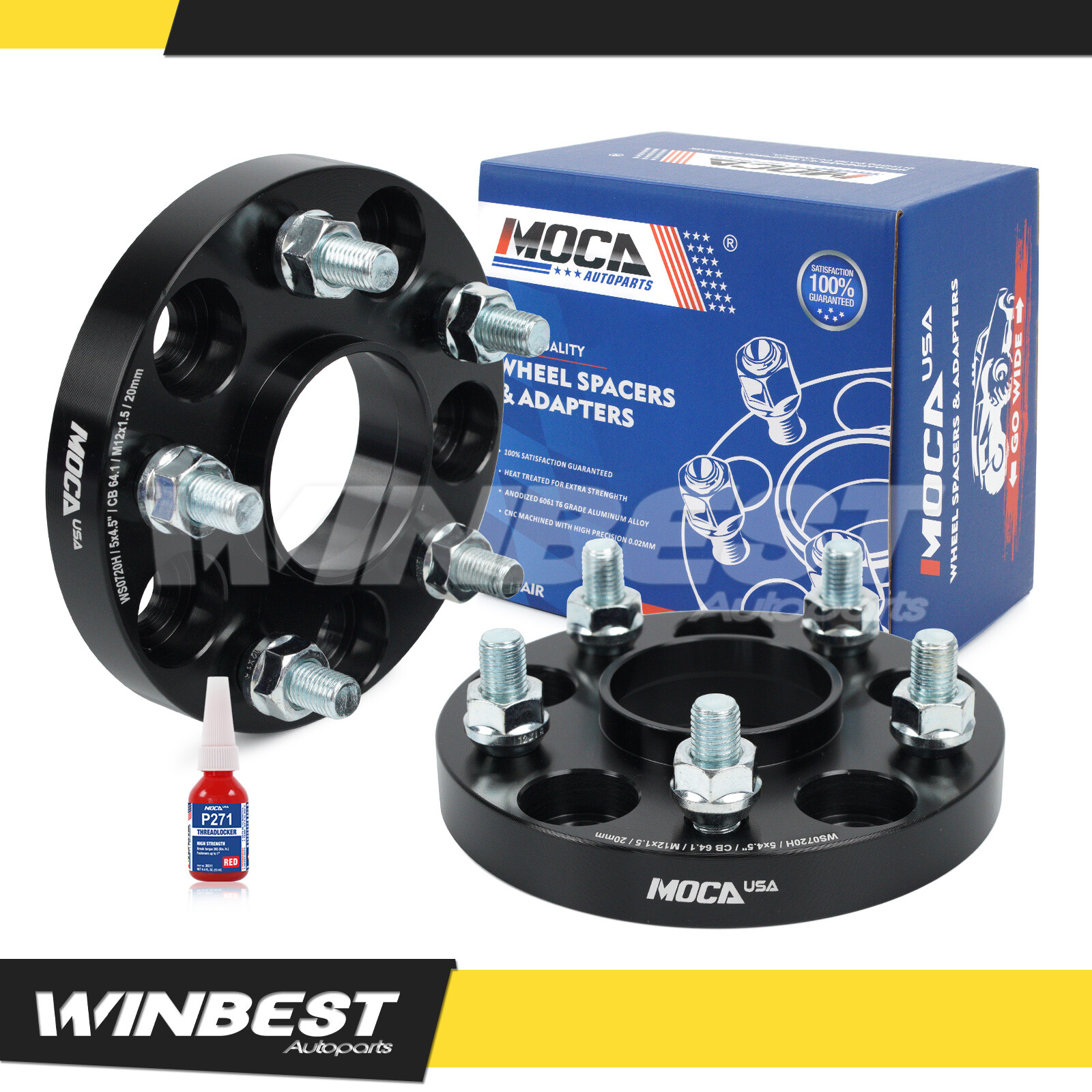 2x 20MM HUBCENTRIC Wheel Spacers 5×114.3 64.1mm Bore M12x1.5 for Honda Acura