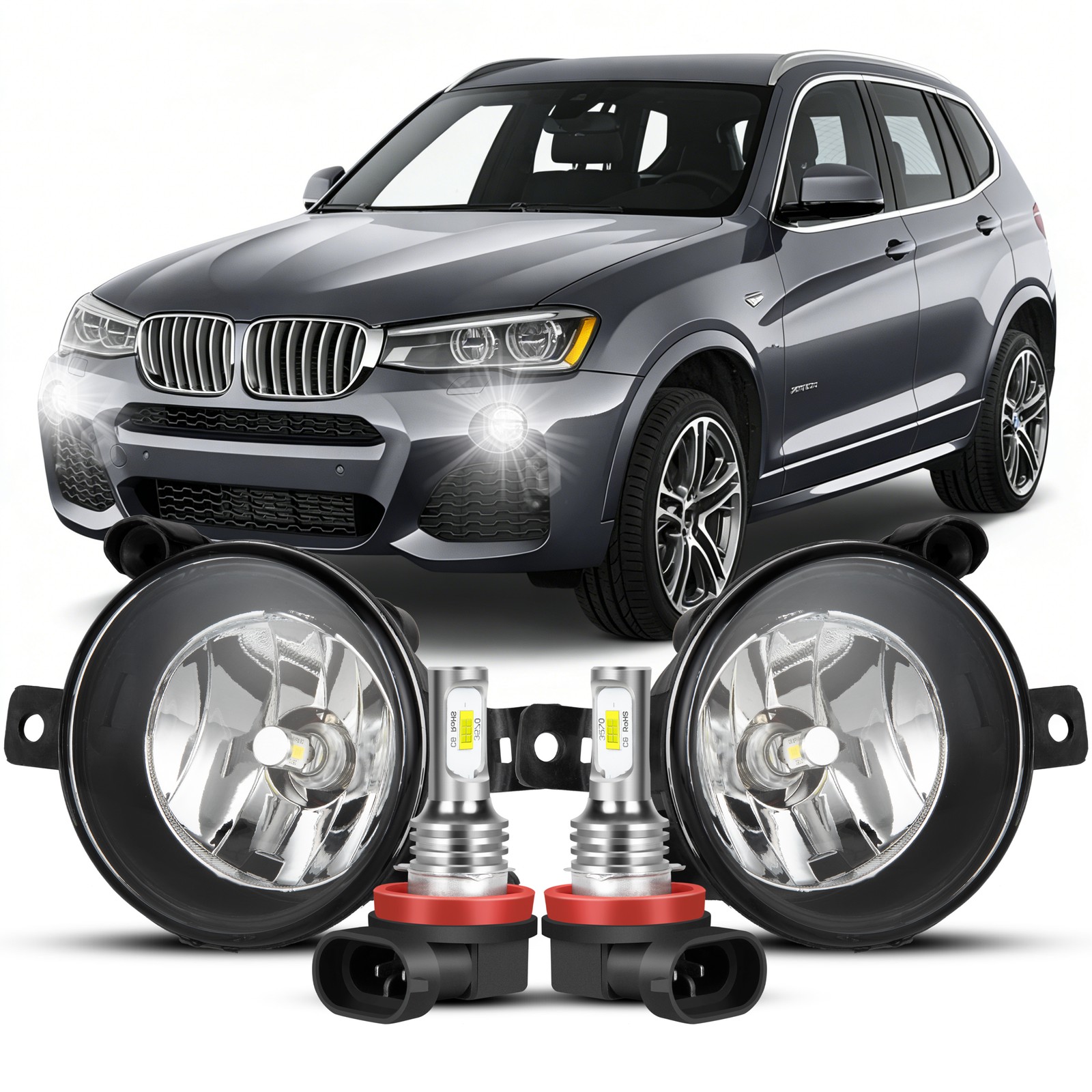 Pair LED 6000K Fog Light For BMW X1 E84 2009 2010 2011 2012 2013 2014 2015